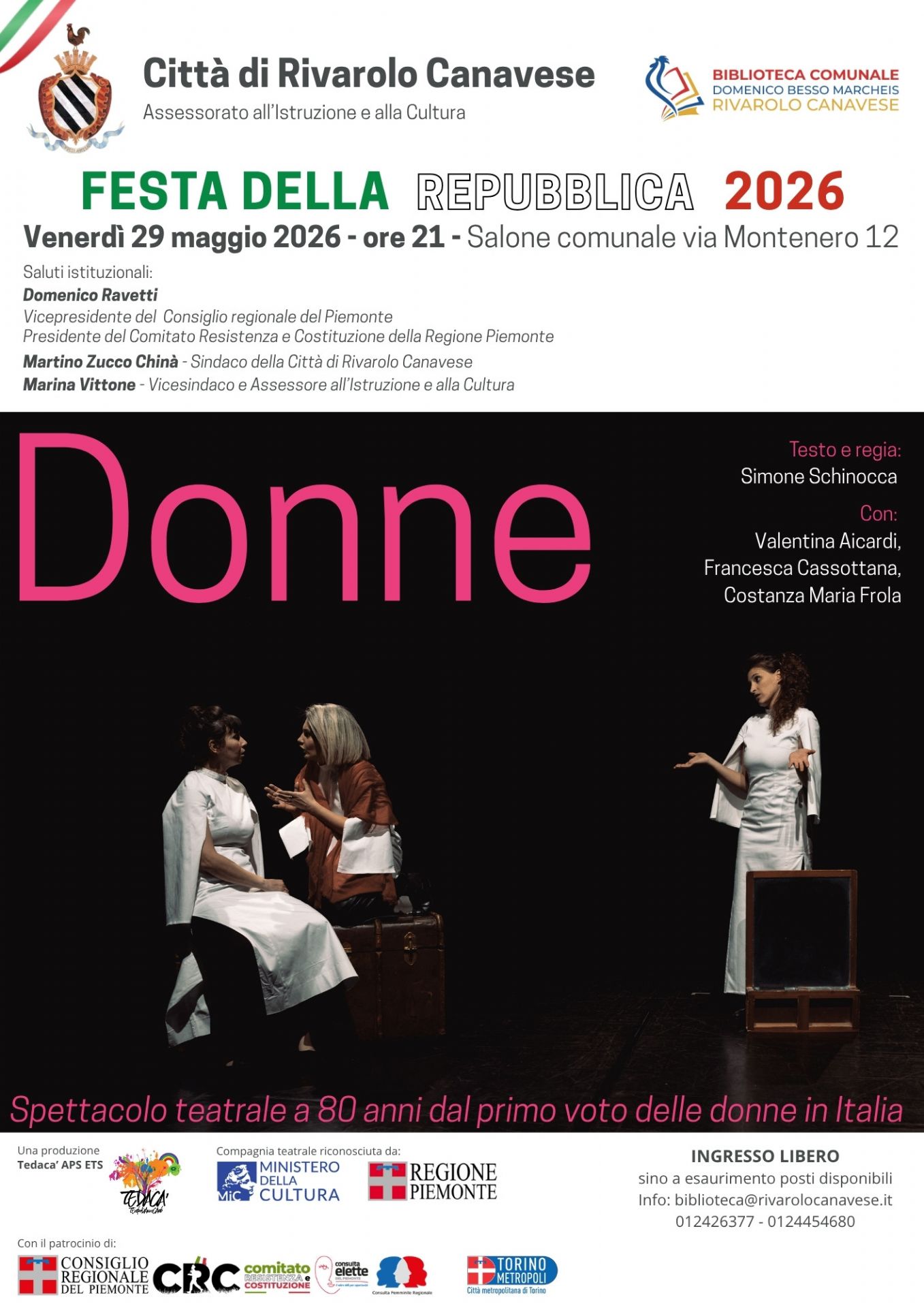 Donne - Spettacolo teatrale 29 maggio 2026 - Rivarolo Canavese